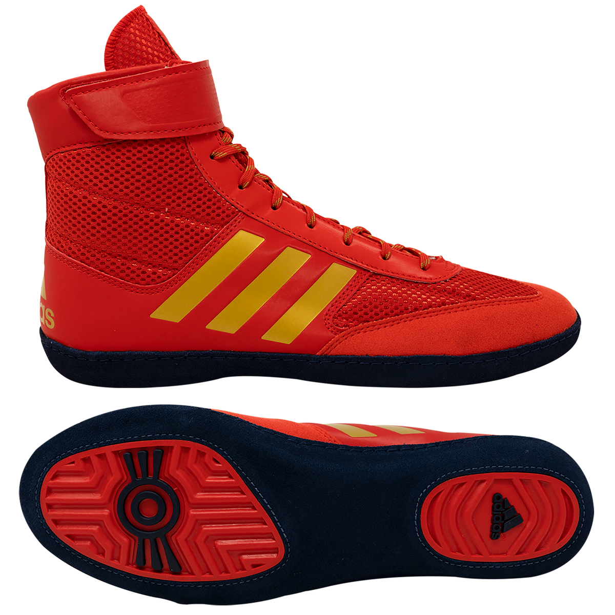 Adidas Combat Speed 5 Wrestling Shoes, color: Red/Gold/Navy
